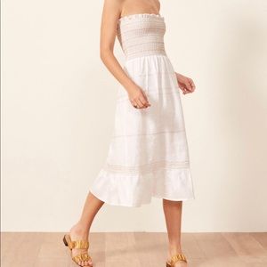 NWT White Reformation Bermuda Strapless Linen Midi Sundress Size XL